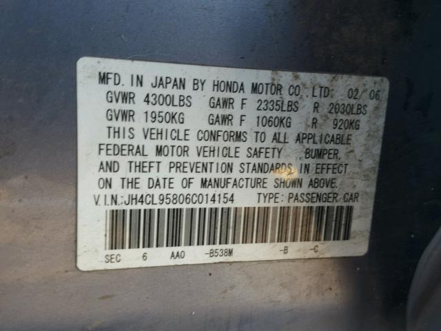 JH4CL95806C014154 - 2006 ACURA TSX SILVER photo 10