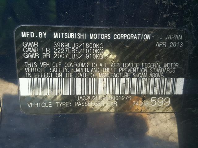 JA32U2FU9EU001276 - 2014 MITSUBISHI LANCER ES/ BLUE photo 10