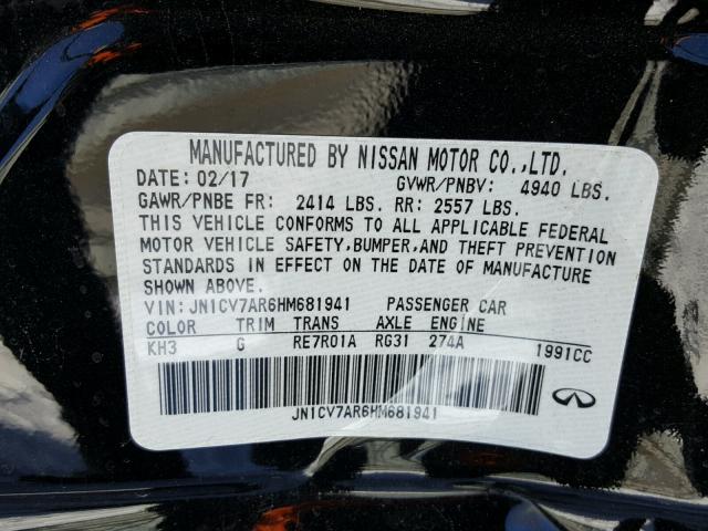 JN1CV7AR6HM681941 - 2017 INFINITI Q50 BASE Negro foto 10