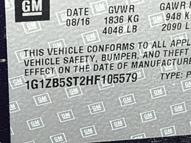 1G1ZB5ST2HF105579 - 2017 CHEVROLET MALIBU LS BLUE photo 10