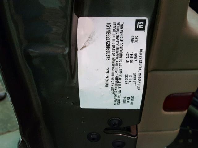 1G1NE52JX2M600376 - 2002 CHEVROLET MALIBU LS 棕色 照片 10