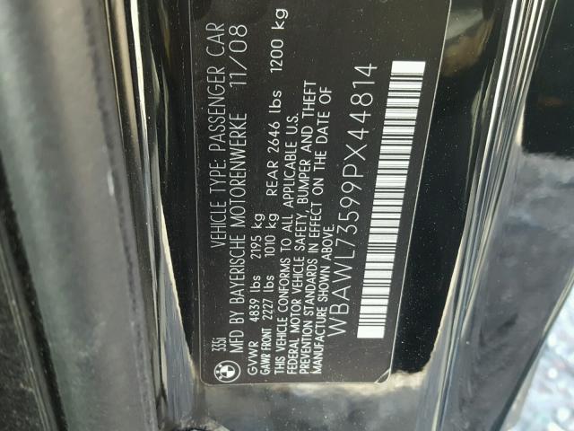 WBAWL73599PX44814 - 2009 BMW 335 I BLACK photo 10