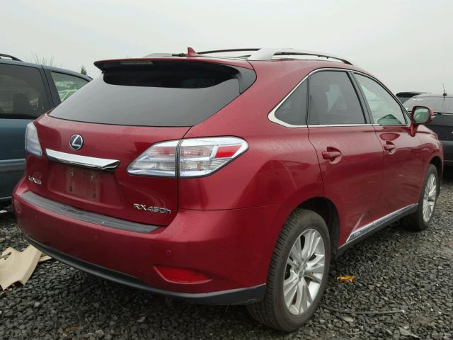 JTJBC1BAXA2011828 - 2010 LEXUS RX 450 RED photo 4