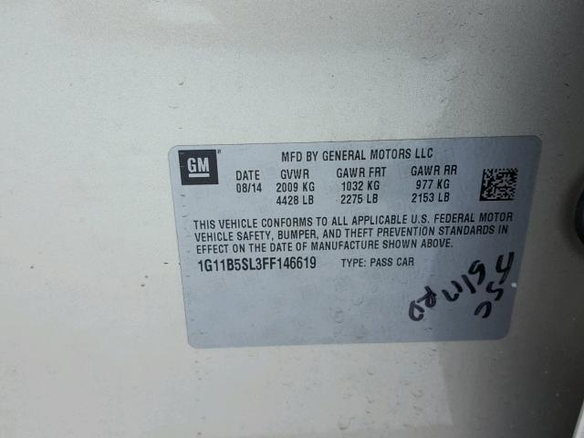 1G11B5SL3FF146619 - 2015 CHEVROLET MALIBU LS ოქროსფერი ფოტო 10