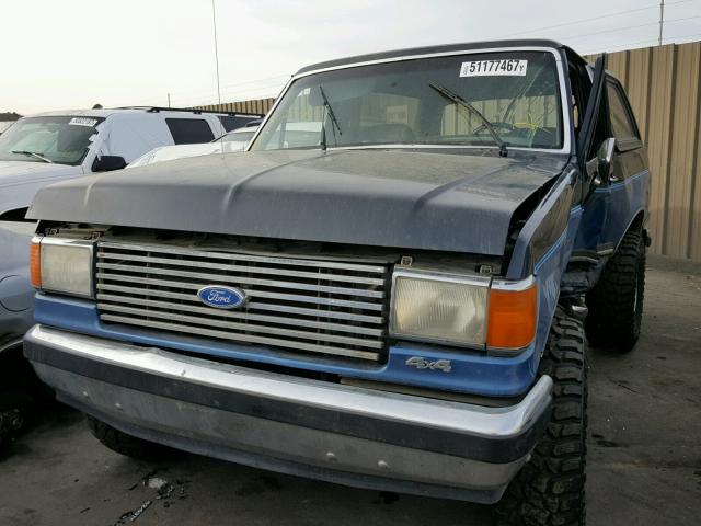 1FMEU15H2KLA03123 - 1989 FORD BRONCO U10 BLUE photo 2