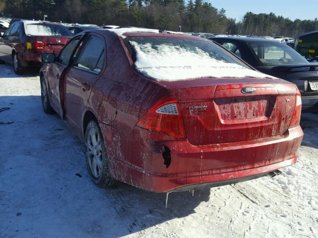 3FAHP0HA1CR400932 - 2012 FORD FUSION SE RED photo 3