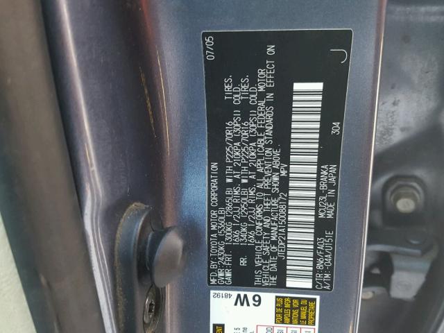 JTEDP21A150088172 - 2005 TOYOTA HIGHLANDER BLUE photo 10