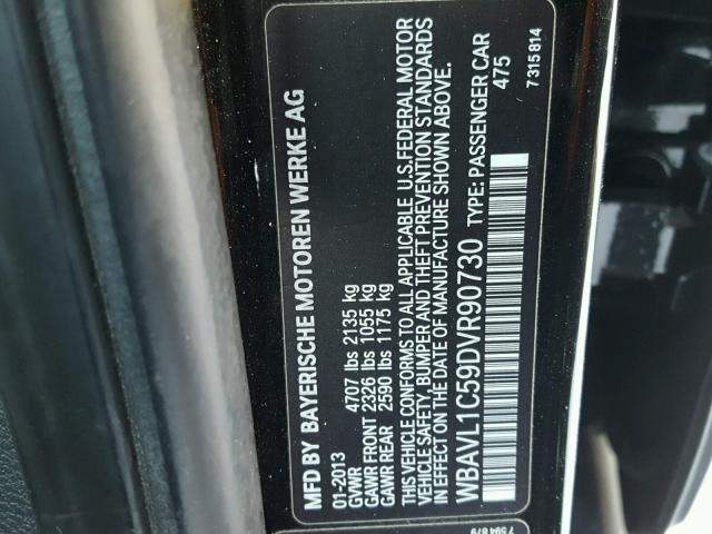 WBAVL1C59DVR90730 - 2013 BMW X1 XDRIVE2 Қара фото 10