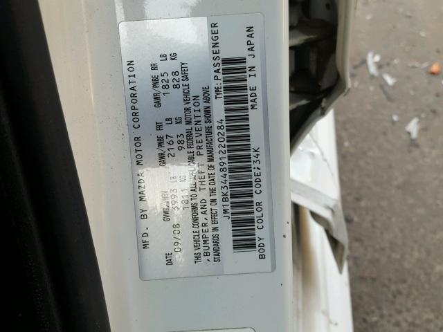 JM1BK344891220284 - 2009 MAZDA 3 S WHITE photo 10