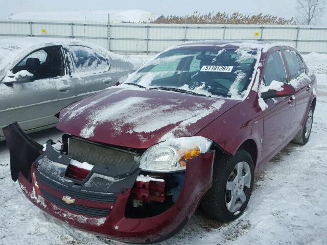 1G1AL55F277279970 - 2007 CHEVROLET COBALT LT MAROON photo 2