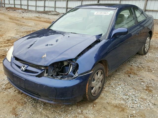 1HGEM22062L102229 - 2002 HONDA CIVIC EX BLUE photo 2