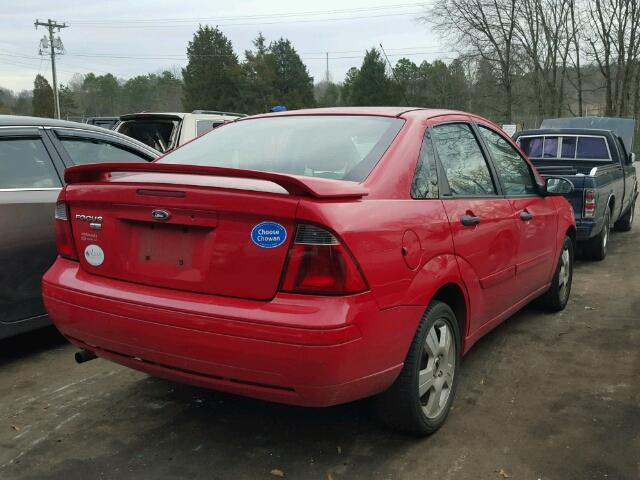 1FAFP34N37W166538 - 2007 FORD FOCUS ZX4 RED photo 4