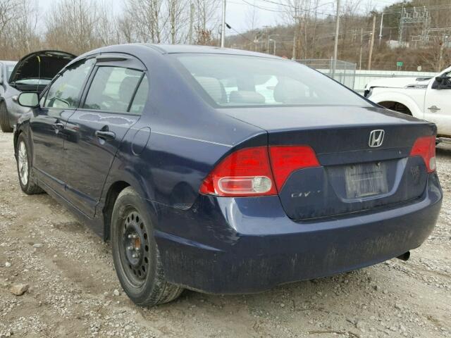 2HGFA16577H511180 - 2007 HONDA CIVIC LX BLUE photo 3