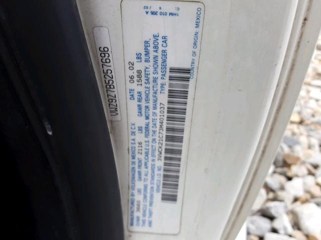 3VWCK21C73M401037 - 2003 VOLKSWAGEN NEW BEETLE 白色 照片 10