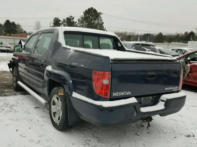 2HJYK16209H500885 - 2009 HONDA RIDGELINE BLUE photo 3