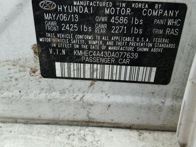 KMHEC4A43DA077639 - 2013 HYUNDAI SONATA HYB WHITE photo 10