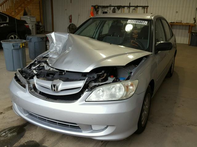 2HGES16685H518282 - 2005 HONDA CIVIC LX SILVER photo 2