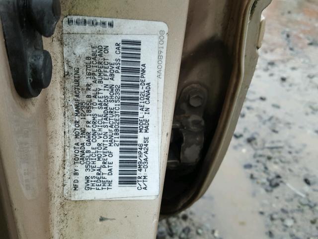 2T1BB02E3TC152392 - 1996 TOYOTA COROLLA DX BEIGE photo 10