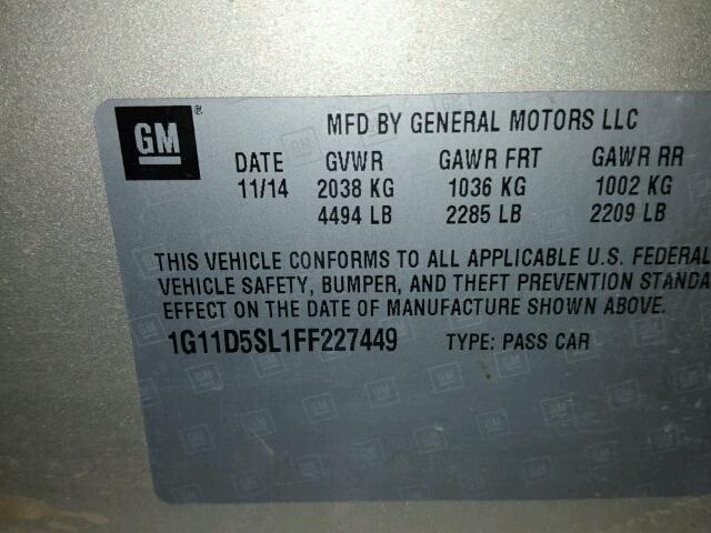 1G11D5SL1FF227449 - 2015 CHEVROLET MALIBU 2LT SILVER photo 10