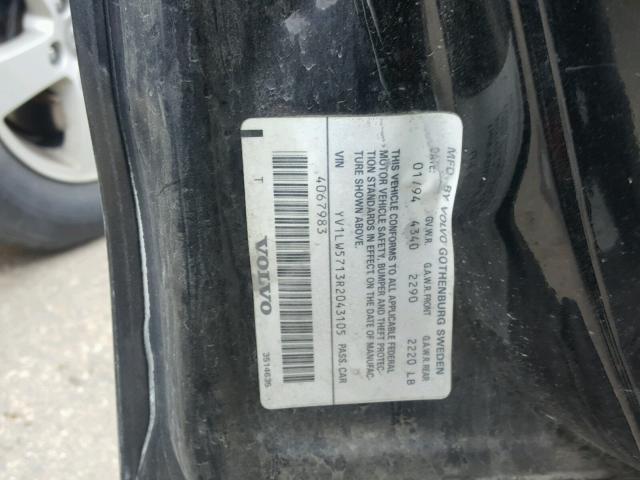 YV1LW5713R2043105 - 1994 VOLVO 850 BLACK photo 10