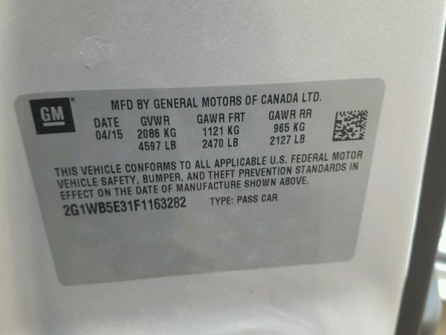 2G1WB5E31F1163282 - 2015 CHEVROLET IMPALA LIM SILVER photo 10