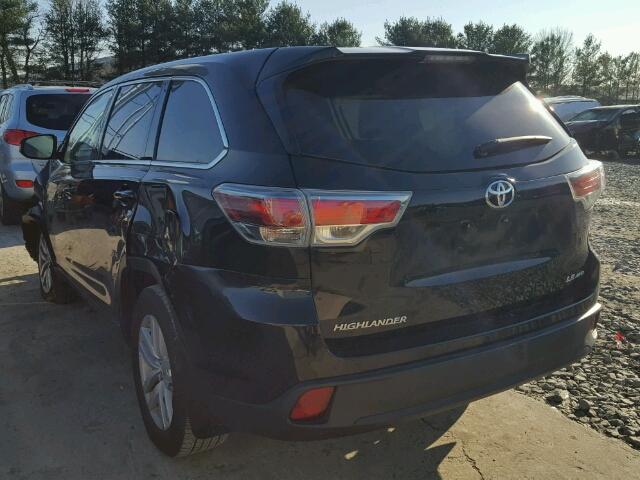 5TDBKRFH3FS179306 - 2015 TOYOTA HIGHLANDER BLACK photo 3