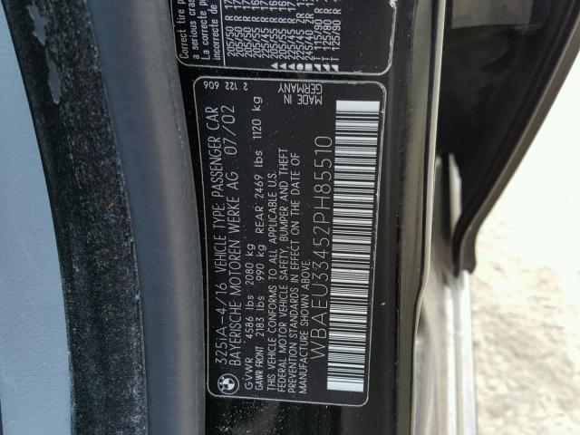 WBAEU33452PH85510 - 2002 BMW 325 XI BLACK photo 10