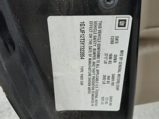 1G1JF12T3Y7322854 - 2000 CHEVROLET CAVALIER Z BLACK photo 10