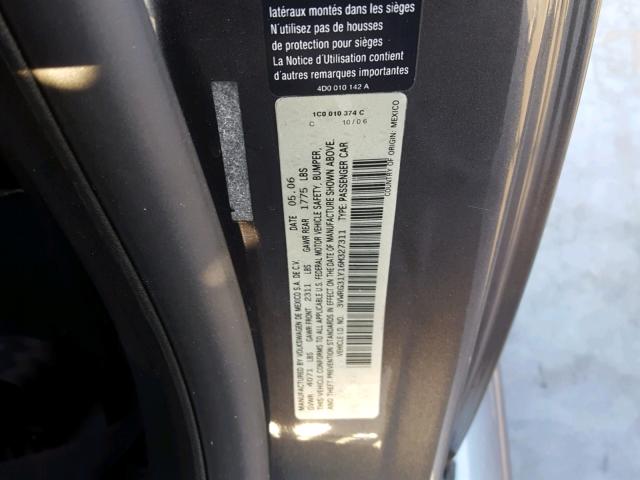 3VWRG31Y16M327311 - 2006 VOLKSWAGEN NEW BEETLE 灰色 照片 10