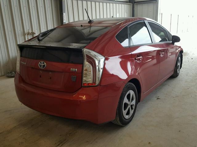 JTDKN3DU8D1699189 - 2013 TOYOTA PRIUS RED photo 4