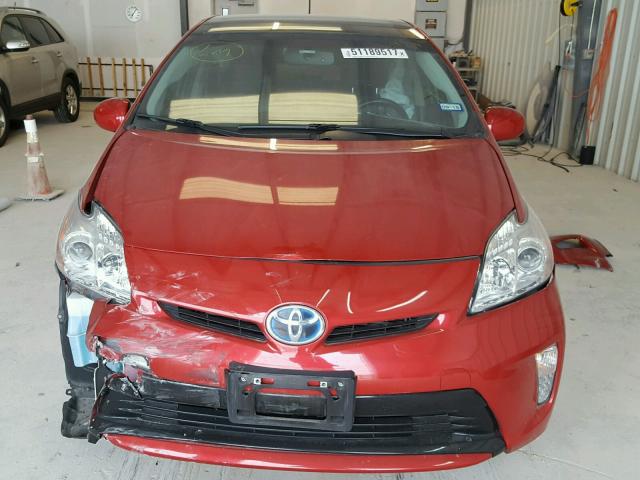 JTDKN3DU8D1699189 - 2013 TOYOTA PRIUS RED photo 9