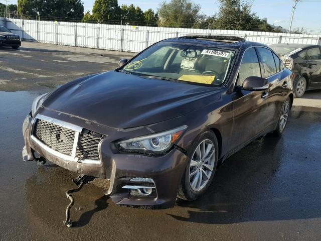 JN1AV7AP8EM691131 - 2014 INFINITI Q50 HYBRID GRAY photo 2