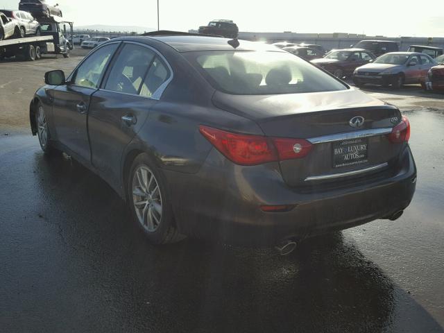 JN1AV7AP8EM691131 - 2014 INFINITI Q50 HYBRID GRAY photo 3