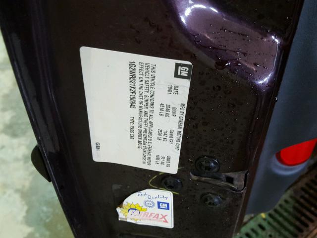 1G2WR521X2F156845 - 2002 PONTIAC GRAND PRIX PURPLE photo 10