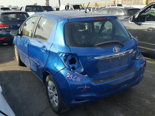 JTDKTUD35CD530540 - 2012 TOYOTA YARIS BLUE photo 3