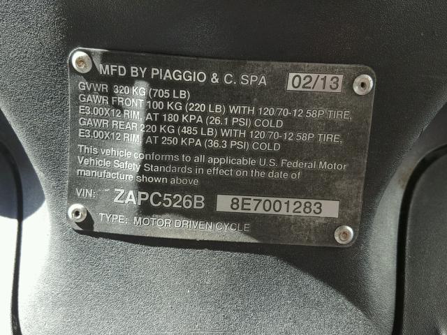 ZAPC526B8E7001283 - 2014 PIAGGIO FLY 50 BLACK photo 10