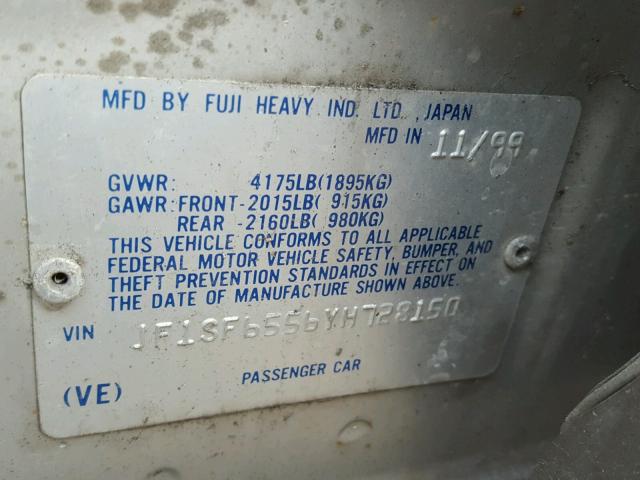 JF1SF6556YH728150 - 2000 SUBARU FORESTER S ვერცხლისფერი ფოტო 10