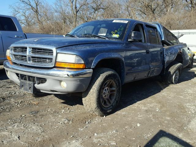 1B7HG48XX2S532080 - 2002 DODGE DAKOTA QUA BLUE photo 2