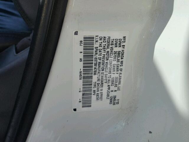 5FNRL18973B147896 - 2003 HONDA ODYSSEY EX WHITE photo 10