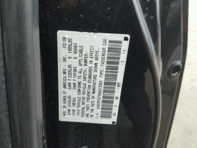 1HGCM72736A013303 - 2006 HONDA ACCORD EX BLACK photo 10