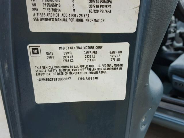 1G2NE52T3TC835027 - 1996 PONTIAC GRAND AM S ნაცრისფერი ფოტო 10