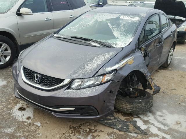 2HGFB2F54EH553029 - 2014 HONDA CIVIC LX GRAY photo 2