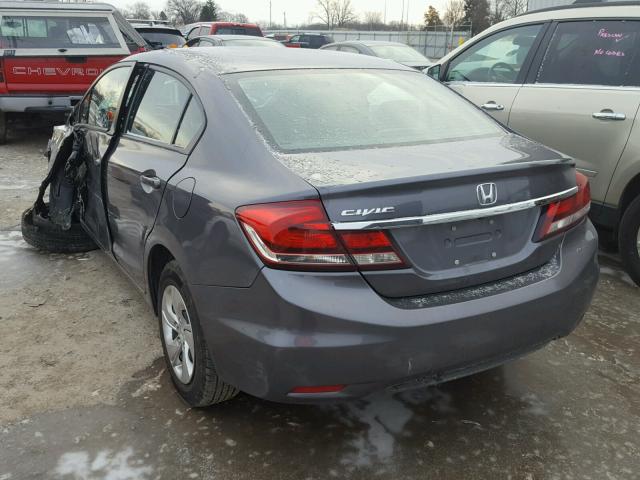 2HGFB2F54EH553029 - 2014 HONDA CIVIC LX GRAY photo 3