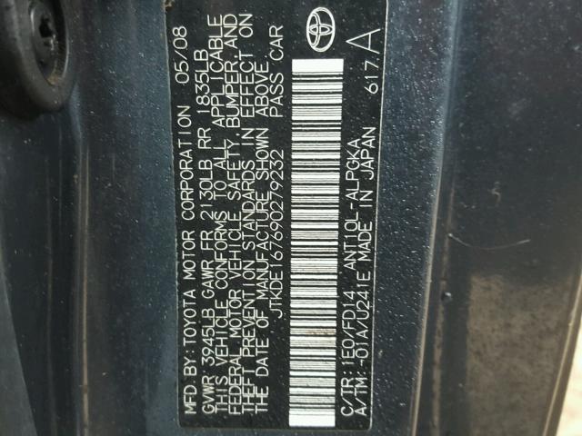 JTKDE167690279232 - 2009 TOYOTA SCION TC 灰色 照片 10