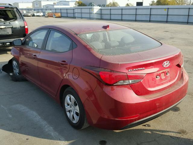 5NPDH4AE4GH709426 - 2016 HYUNDAI ELANTRA SE RED photo 3