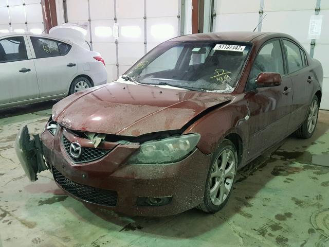 JM1BK32F981163919 - 2008 MAZDA 3 I MAROON photo 2