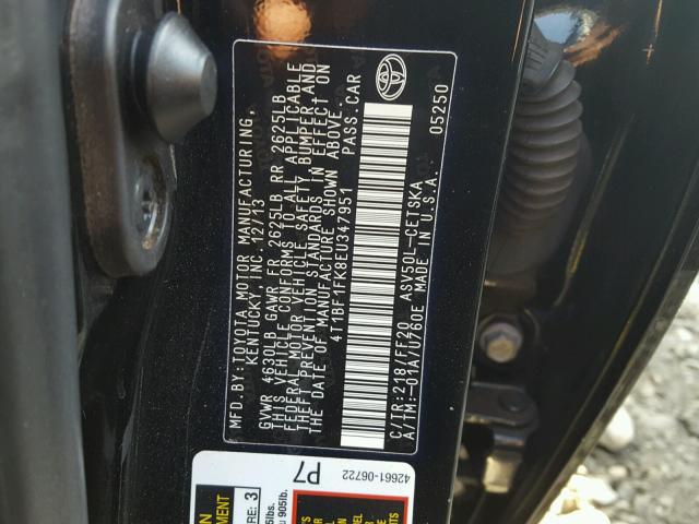 4T1BF1FK8EU347951 - 2014 TOYOTA CAMRY L BLACK photo 10