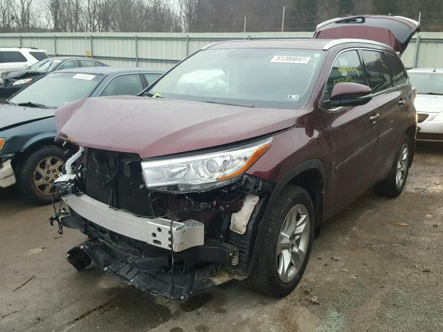 5TDDKRFH5GS253867 - 2016 TOYOTA HIGHLANDER BURGUNDY photo 2