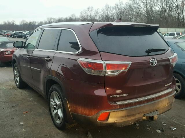 5TDDKRFH5GS253867 - 2016 TOYOTA HIGHLANDER BURGUNDY photo 3