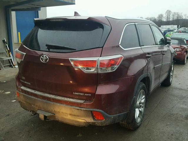 5TDDKRFH5GS253867 - 2016 TOYOTA HIGHLANDER BURGUNDY photo 4